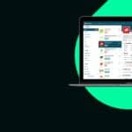 Laptopbildschirm mit einer geöffneten Geschäftsinformations-Webseite, Darstellung von Unternehmensdaten und Analysemetriken auf einem modernen Büro-Interface. - Seeberger Marketing