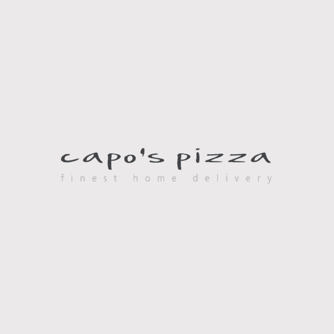 Logo von Capo's Pizza mit Lieferdienst-Slogan.