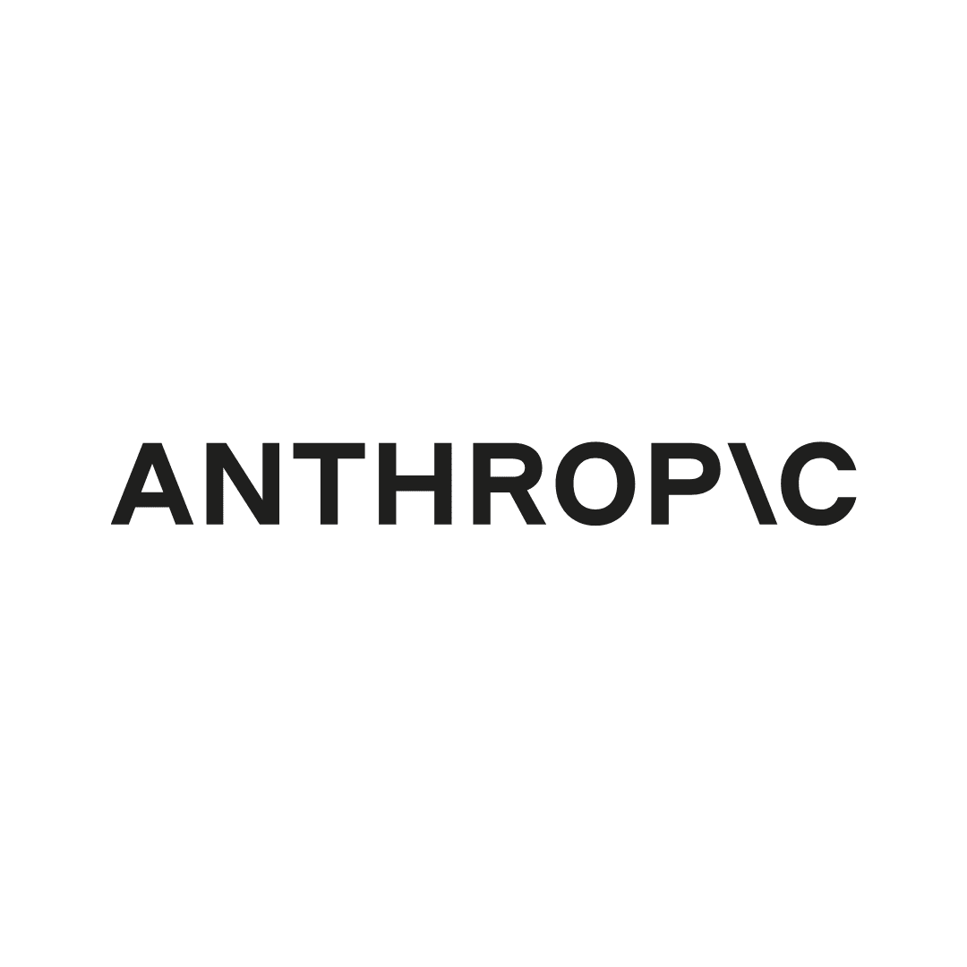 Logo mit Schriftzug "ANTHROPIC" in Schwarz.